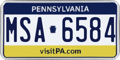 PA license plate MSA6584