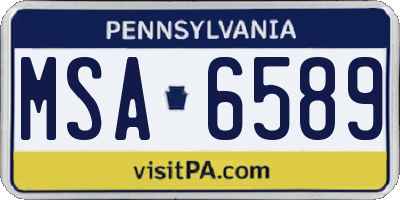PA license plate MSA6589