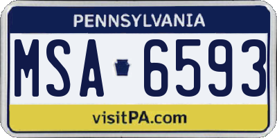 PA license plate MSA6593