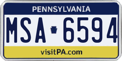 PA license plate MSA6594