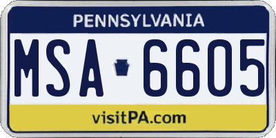 PA license plate MSA6605