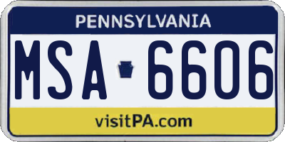 PA license plate MSA6606
