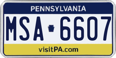 PA license plate MSA6607