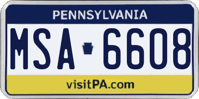 PA license plate MSA6608