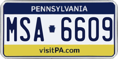PA license plate MSA6609