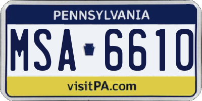 PA license plate MSA6610