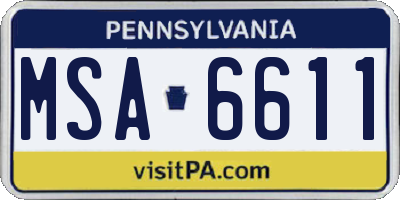 PA license plate MSA6611