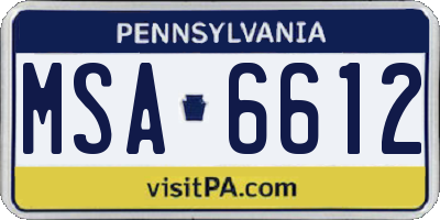 PA license plate MSA6612