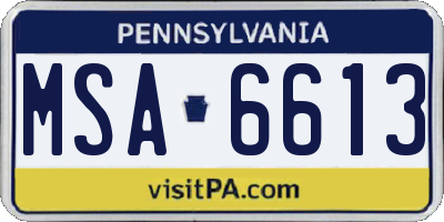 PA license plate MSA6613