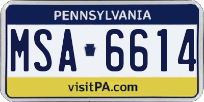 PA license plate MSA6614