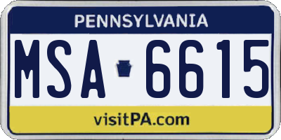 PA license plate MSA6615