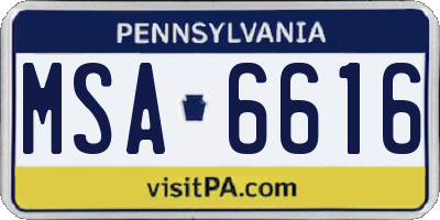 PA license plate MSA6616