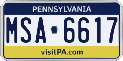 PA license plate MSA6617