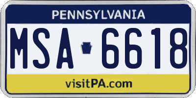 PA license plate MSA6618