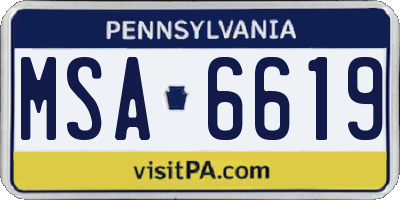 PA license plate MSA6619