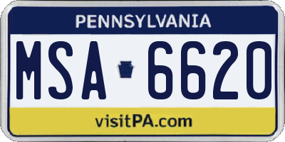 PA license plate MSA6620