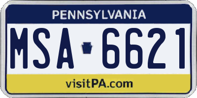 PA license plate MSA6621