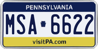 PA license plate MSA6622