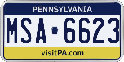 PA license plate MSA6623