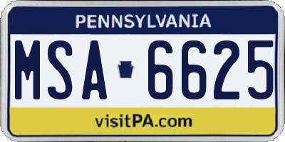 PA license plate MSA6625