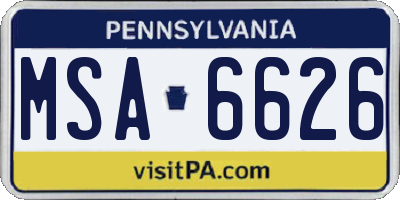 PA license plate MSA6626