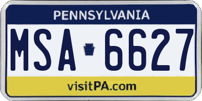 PA license plate MSA6627