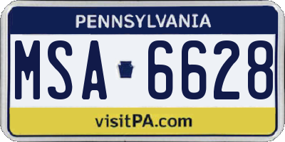 PA license plate MSA6628