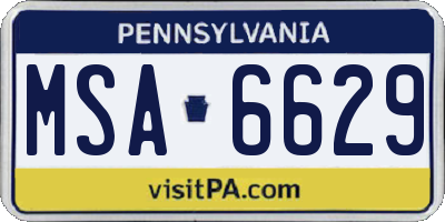 PA license plate MSA6629