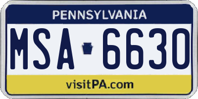 PA license plate MSA6630