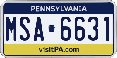 PA license plate MSA6631