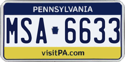 PA license plate MSA6633