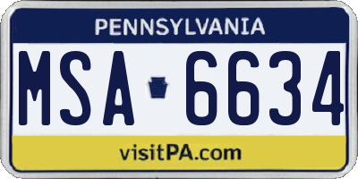 PA license plate MSA6634