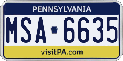 PA license plate MSA6635