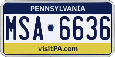 PA license plate MSA6636