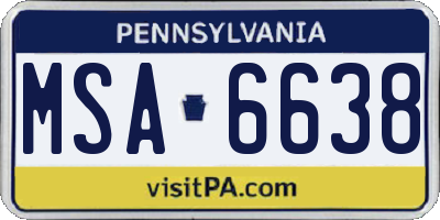PA license plate MSA6638