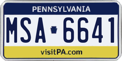 PA license plate MSA6641