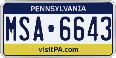 PA license plate MSA6643