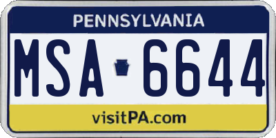 PA license plate MSA6644