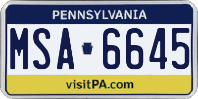 PA license plate MSA6645