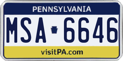 PA license plate MSA6646
