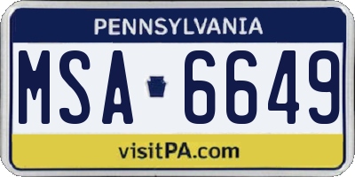 PA license plate MSA6649