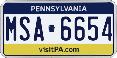 PA license plate MSA6654