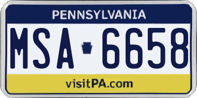 PA license plate MSA6658