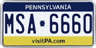 PA license plate MSA6660