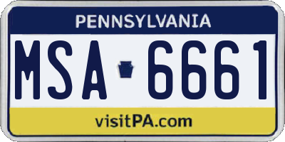 PA license plate MSA6661