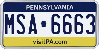 PA license plate MSA6663