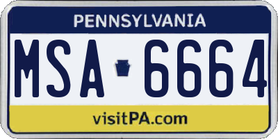 PA license plate MSA6664