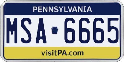 PA license plate MSA6665