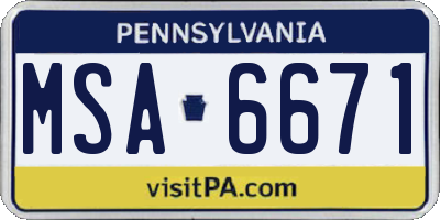 PA license plate MSA6671