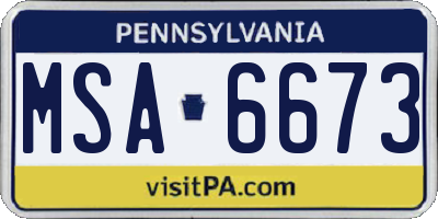PA license plate MSA6673